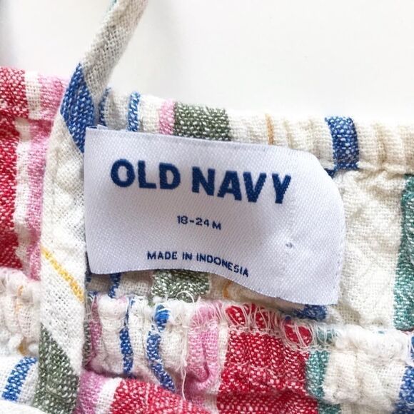 Old Navy striped linen blend dress EUC 18-24m - Picture 3 of 4